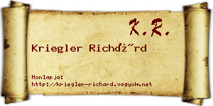 Kriegler Richárd névjegykártya
